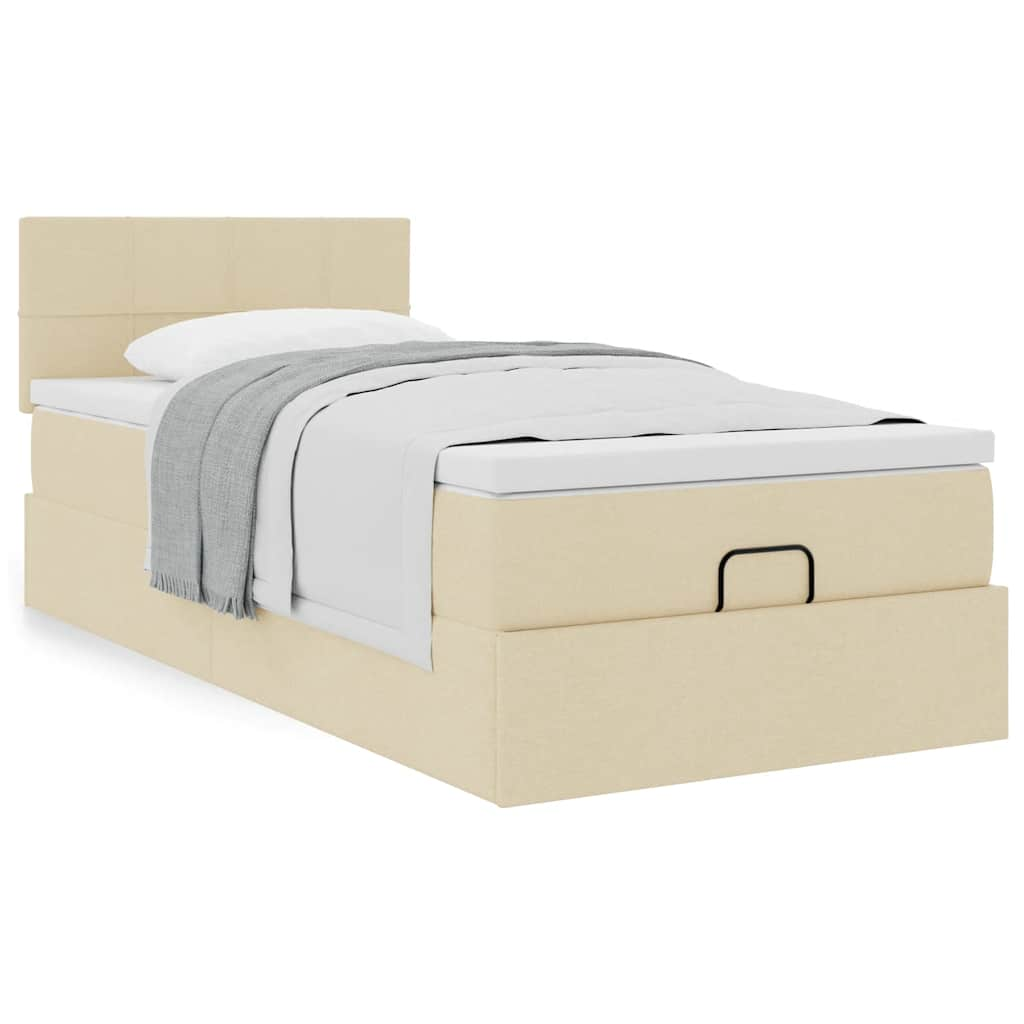 Vetonek Estructura de cama otomana con colchón, crema 80x200cm