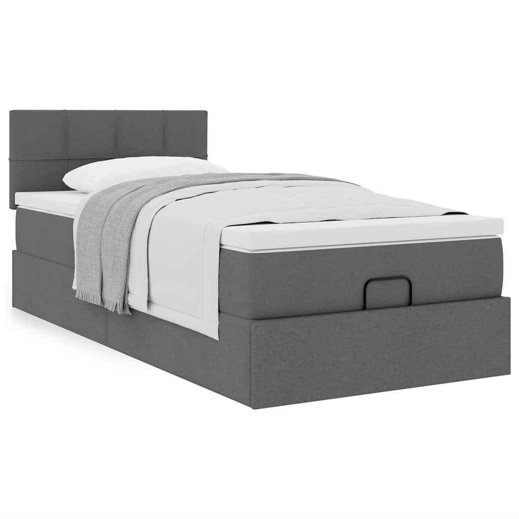 Vetonek Estructura cama otomana colchón tela gris oscuro 90x190cm