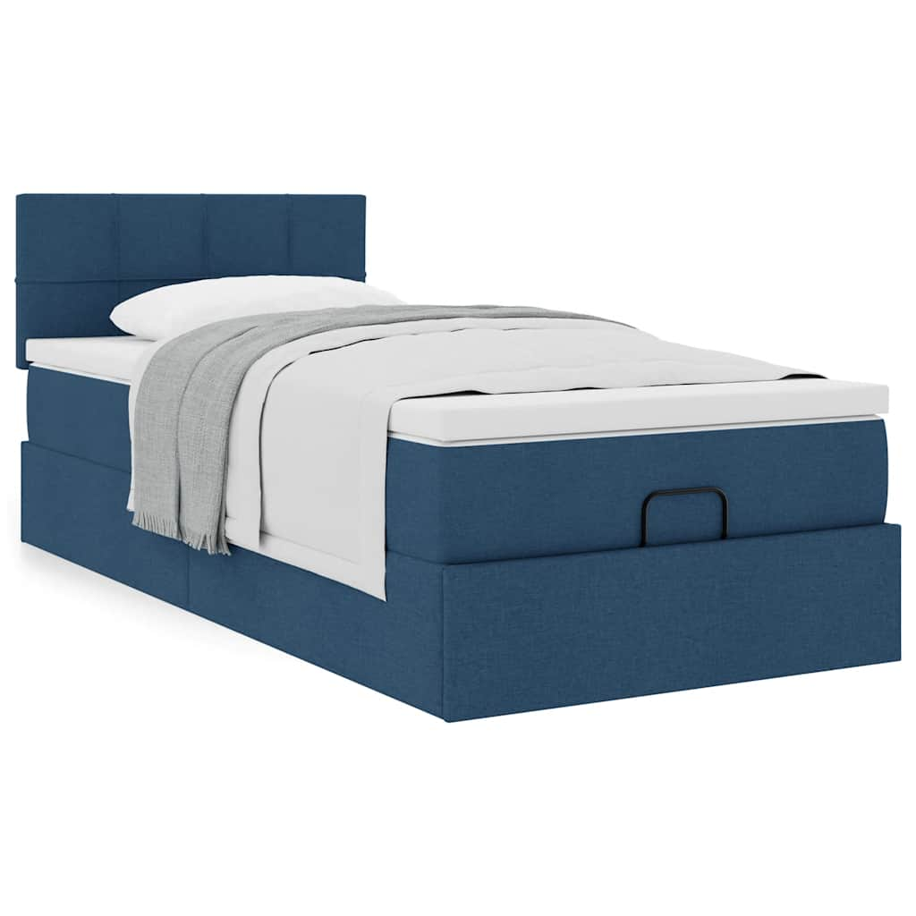 Vetonek Estructura de cama otomana con colchón, azul 90x190 cm