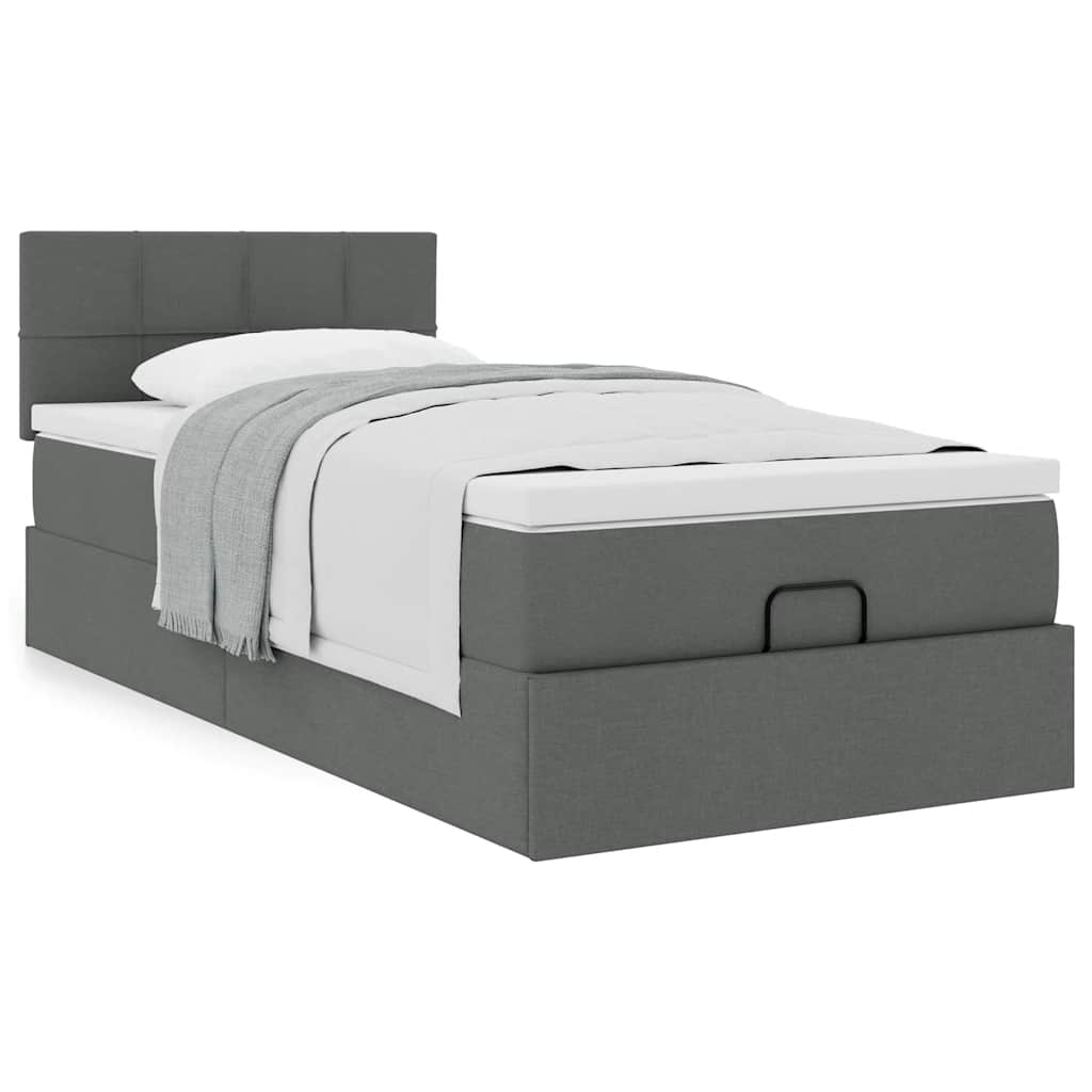 Vetonek Estructura cama otomana colchón tela gris oscuro 90x200cm