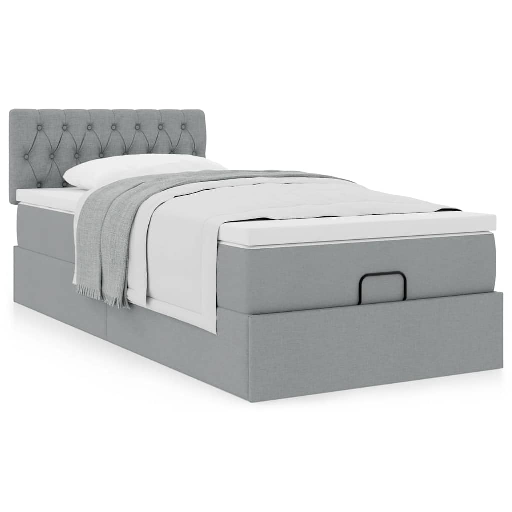 Vetonek Estructura de cama otomana con colchón, gris claro 90x190cm