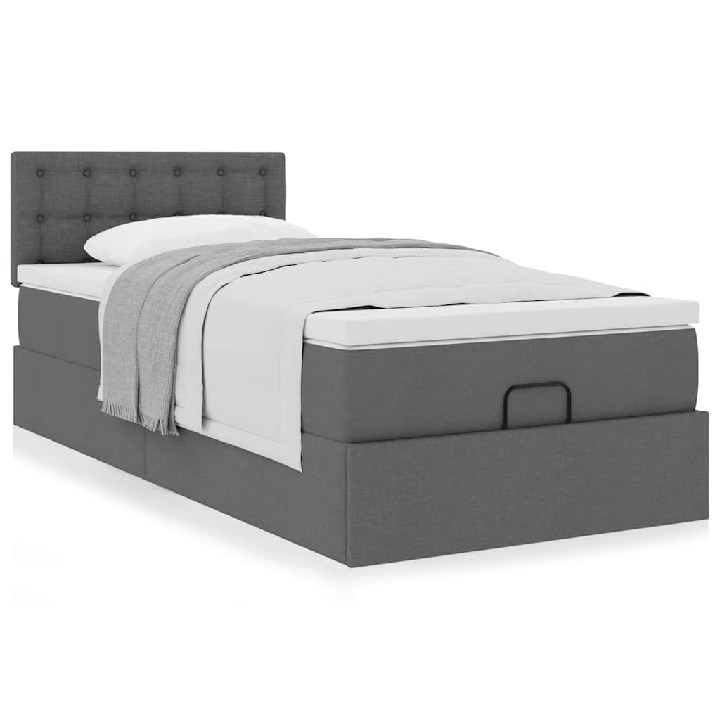 Vetonek Estructura cama otomana colchón tela gris oscuro 90x200cm