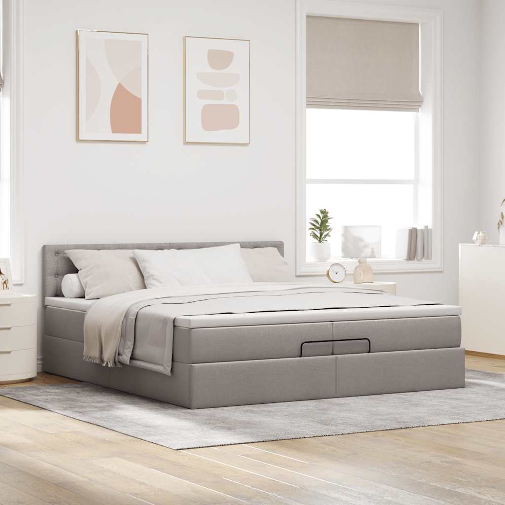 Estrutura de cama otomana com colchão, topo cinza 200x200cm