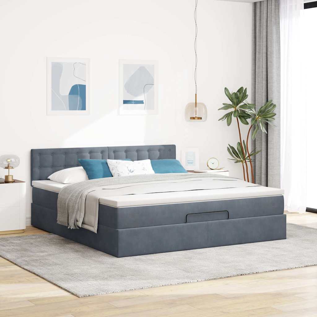 Ottoman bed structure with dark gray mattress 180x200cm