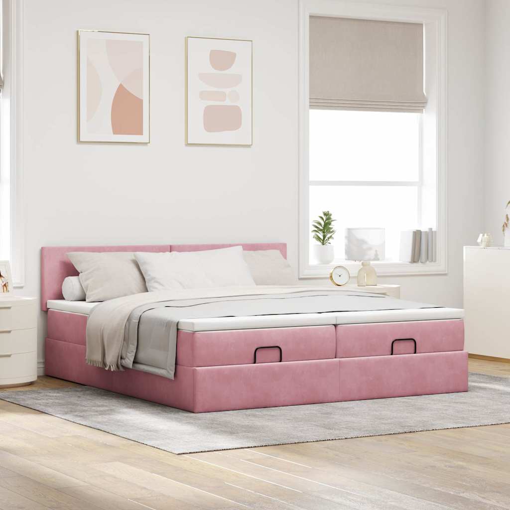 Ottoman Bed Structure Mattresses Rose velvet 180x200cm v61