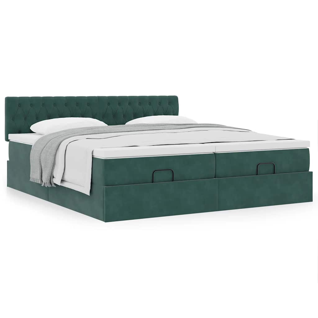 Otomana bed structure mattresses dark green velvet