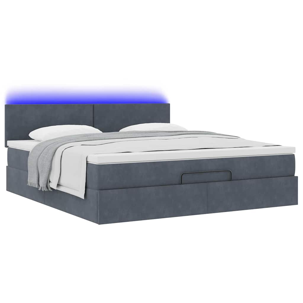 Ottoman bed structure with dark gray mattress 180x200cm