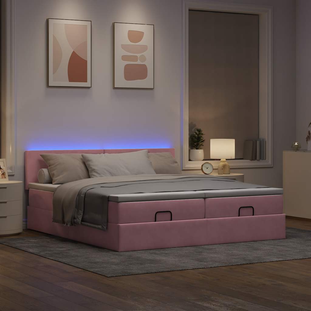 Ottoman Bed Structure Mattresses Rose velvet 200x200cm