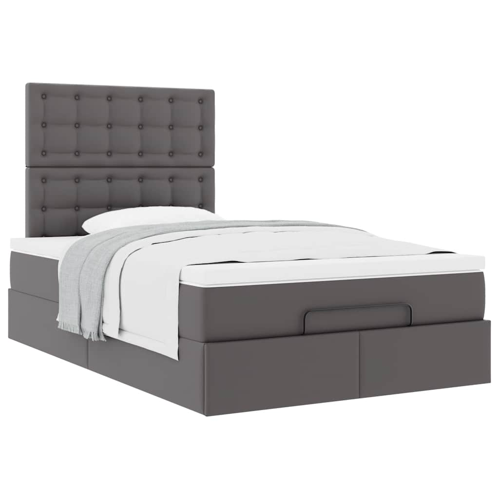 Vetonek Estructura cama otomana colchón gris 120x190 cm cuero sintético