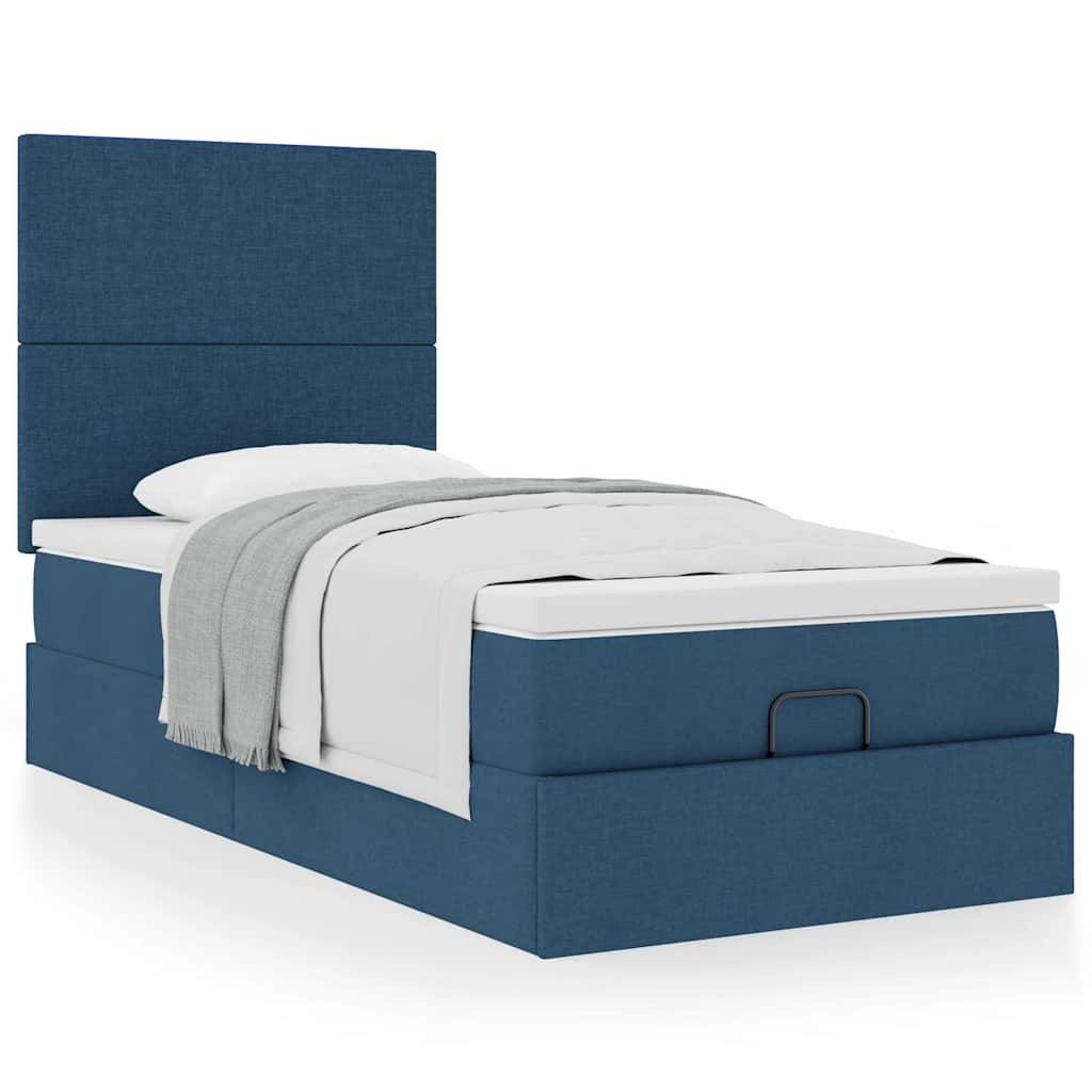 Vetonek Estructura de cama otomana con colchón tela azul 90x190 cm