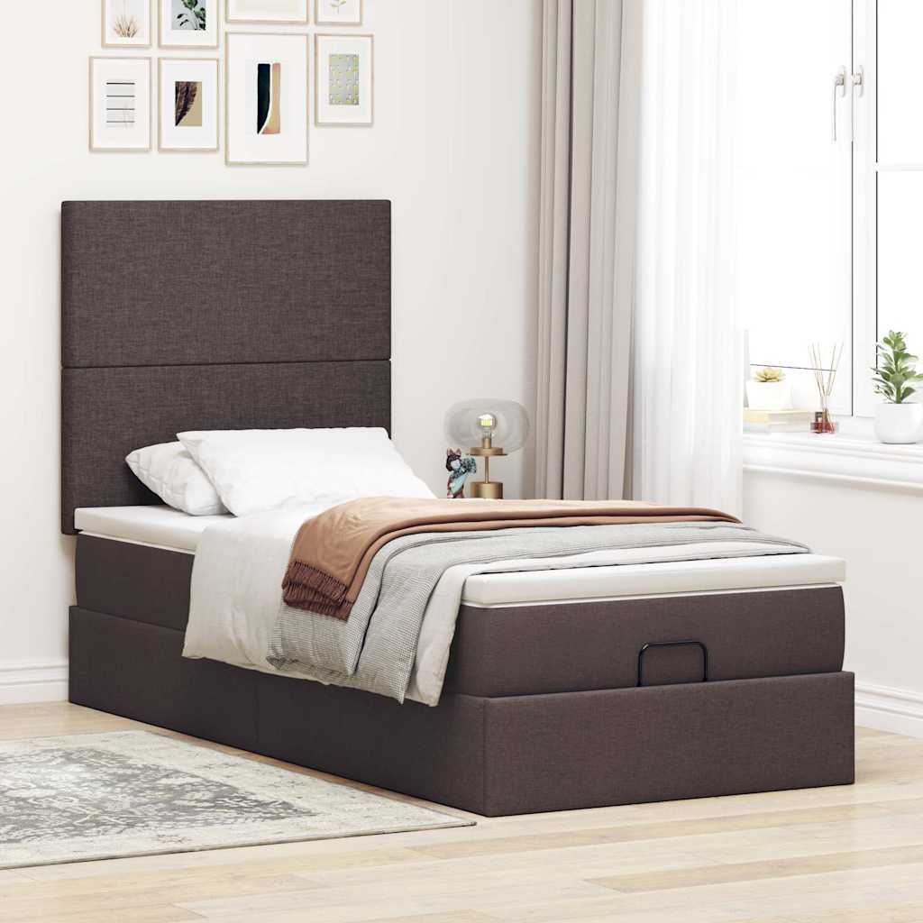 Otomana bed structure Mattress Dark brown fabric 100x200cm