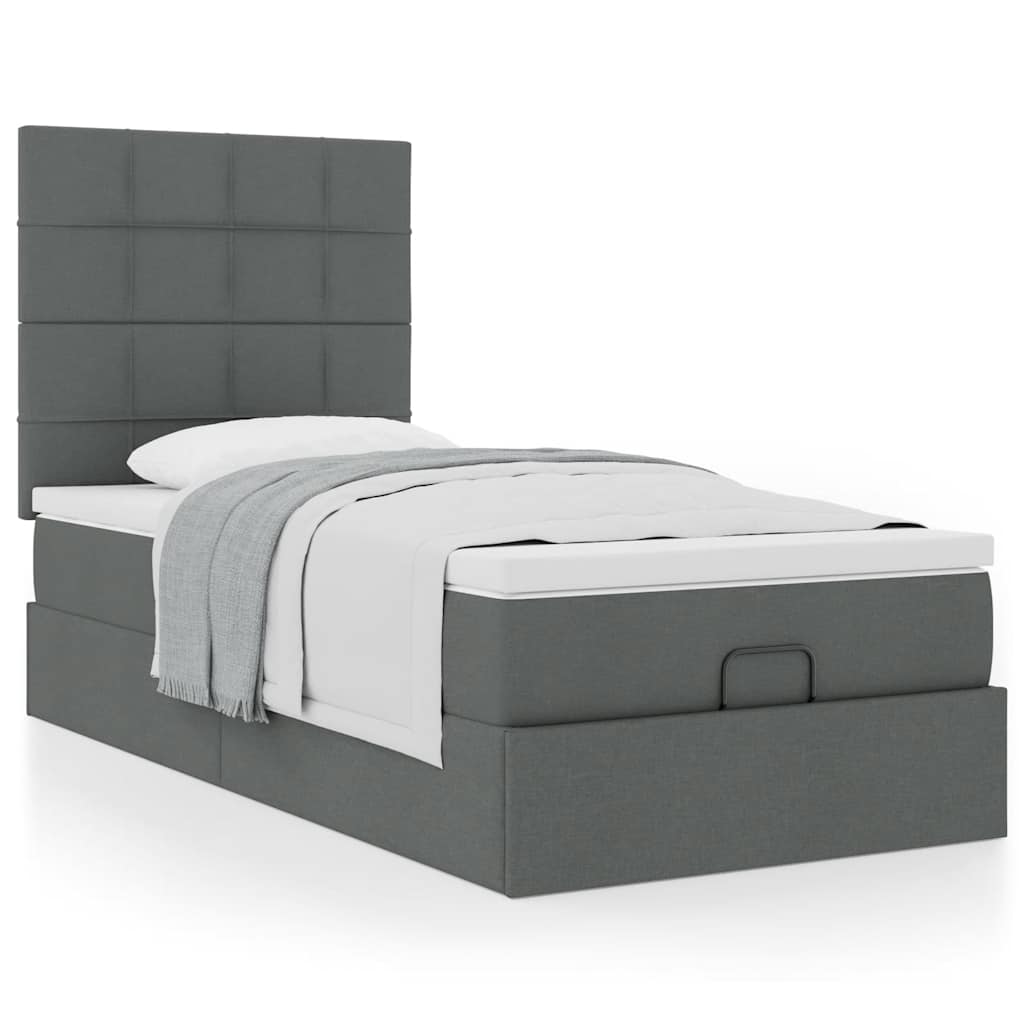 Vetonek Estructura cama otomana colchón tela gris oscuro 90x190cm