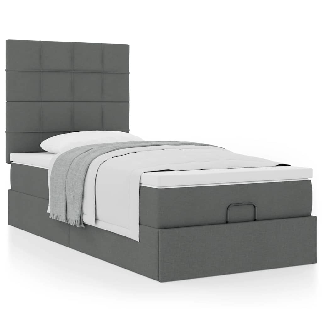 Vetonek Estructura cama otomana colchón tela gris oscuro 90x200cm