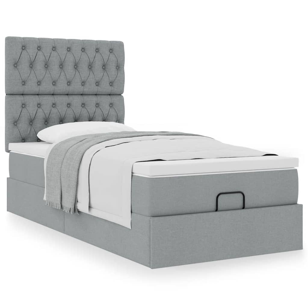 Vetonek Estructura de cama otomana con colchón, gris claro 90x190cm