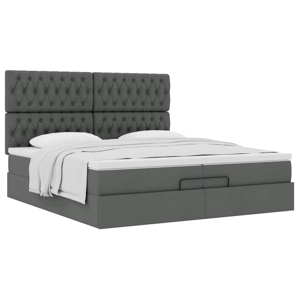 Vetonek Estructura cama otomana colchones tela gris oscuro 200x200cm