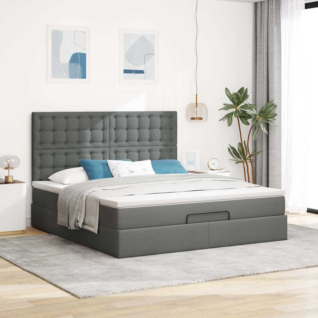 Struttura del letto otoman Matro in tessuto grigio scuro 160x200 cm