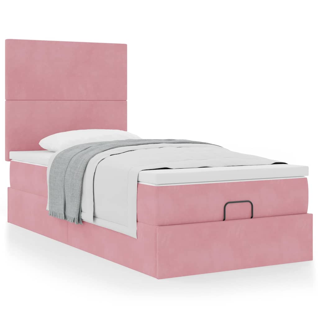 Vetonek Estructura cama otomana colchones terciopelo rosa 80x200cm