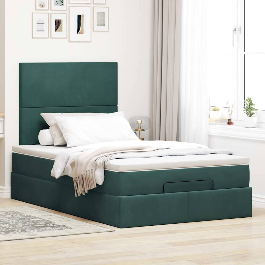 Otomana bed structure mattresses dark green velvet