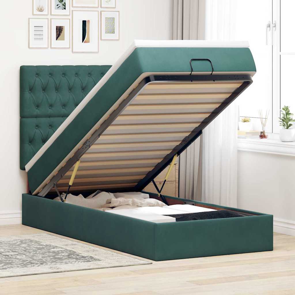 Vetonek Estructura cama otomana colchones verde oscuro 90x190cm