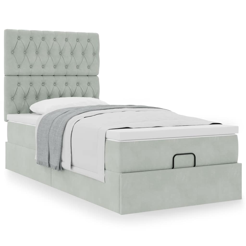 Vetonek Estructura cama otomana colchones gris claro 90x200cm