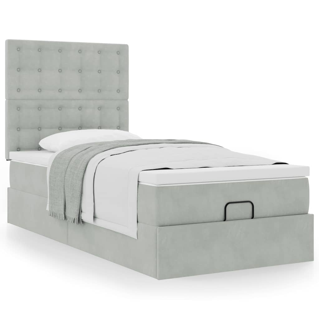 Vetonek Estructura cama otomana colchones gris claro 90x190cm