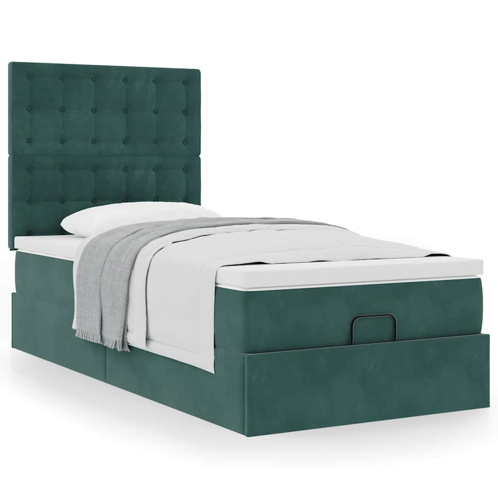 Vetonek Estructura cama otomana colchones verde oscuro 90x190cm