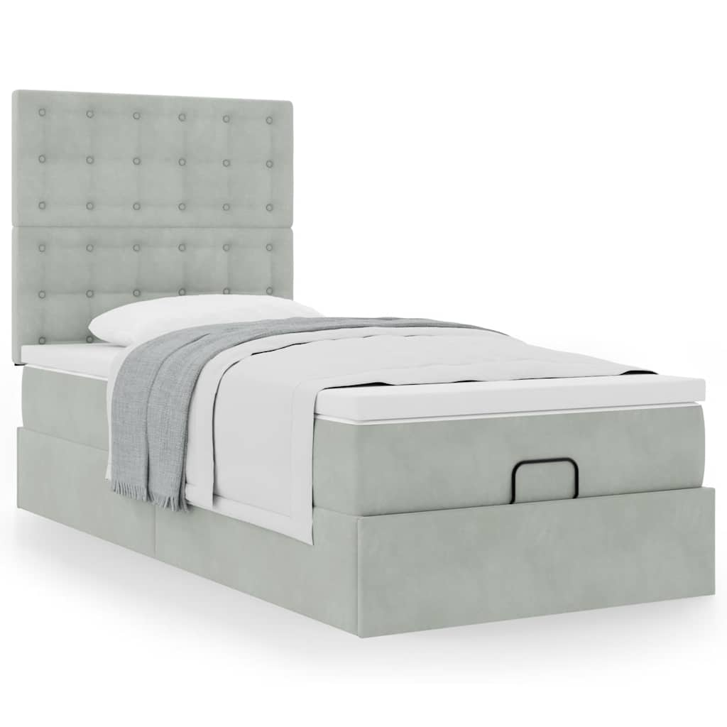 Vetonek Estructura cama otomana colchones gris claro 100x200cm