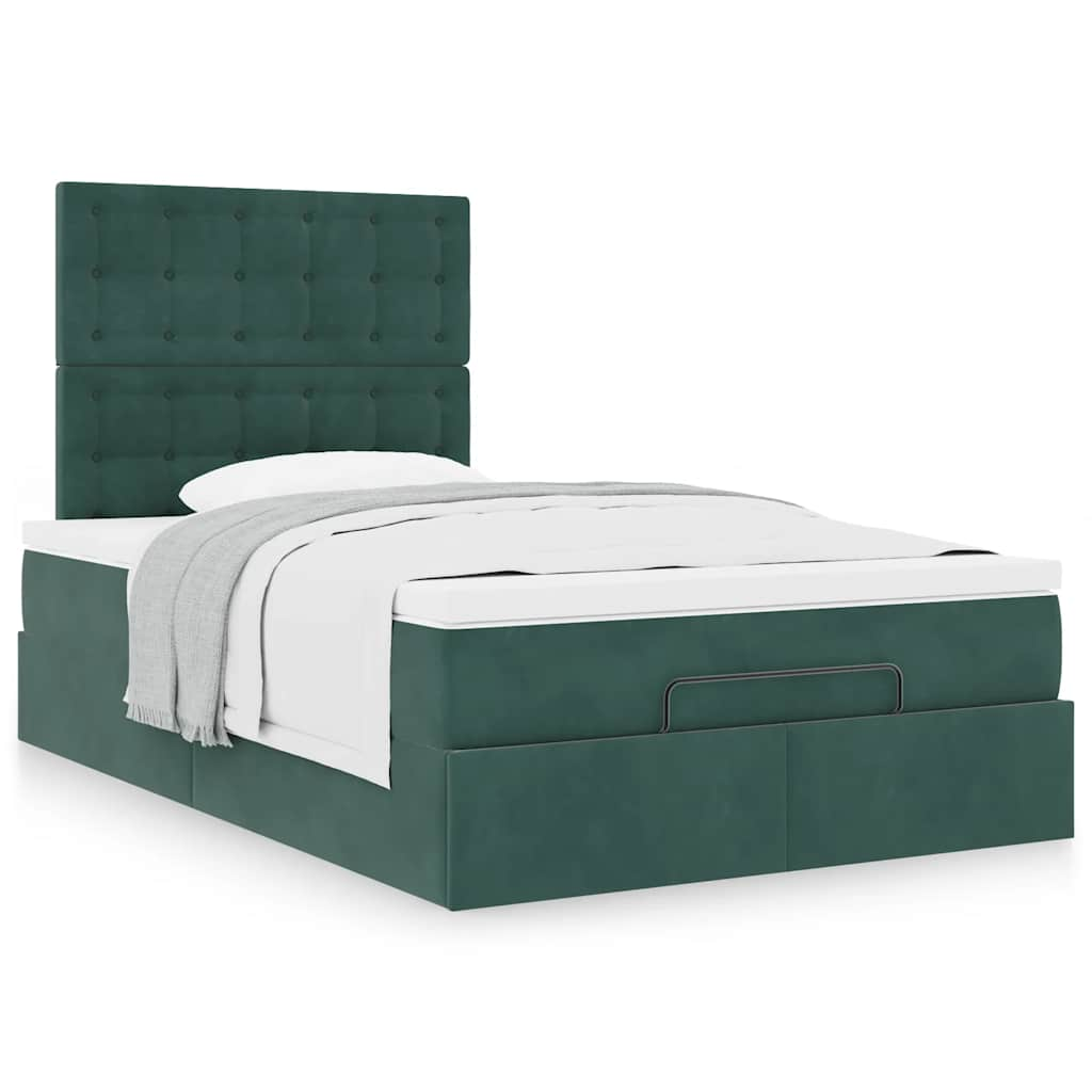 Otomana bed structure mattresses dark green velvet