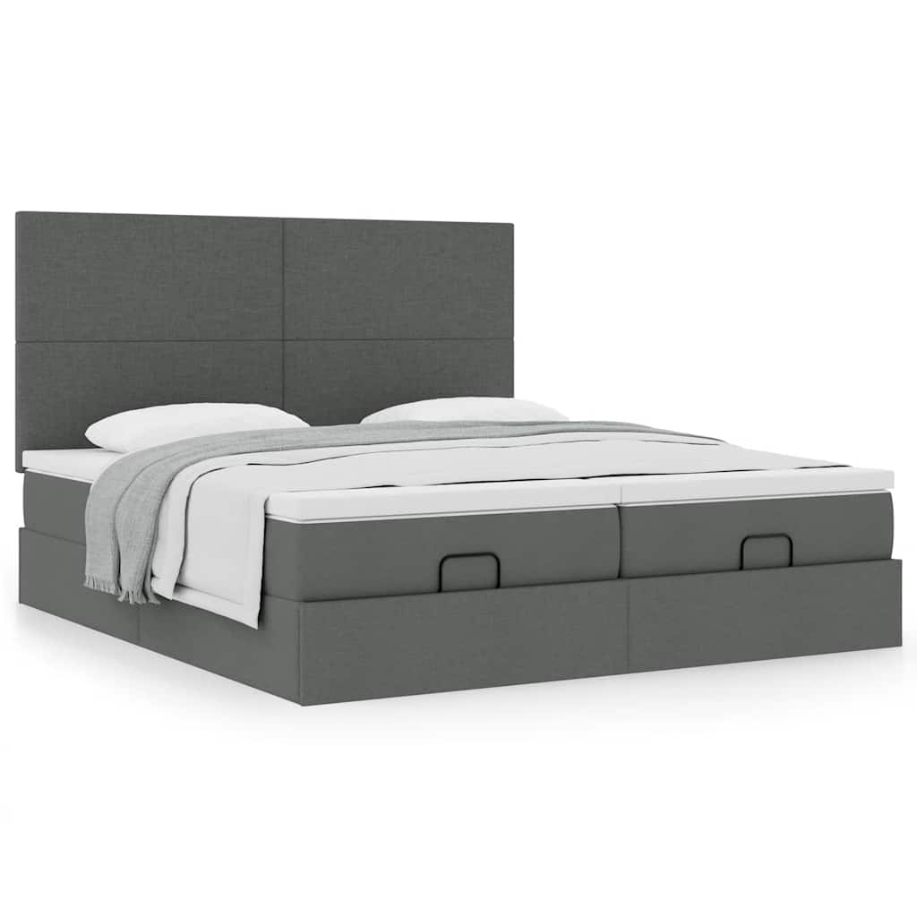 Vetonek Estructura cama otomana colchones tela gris oscuro 180x200cm