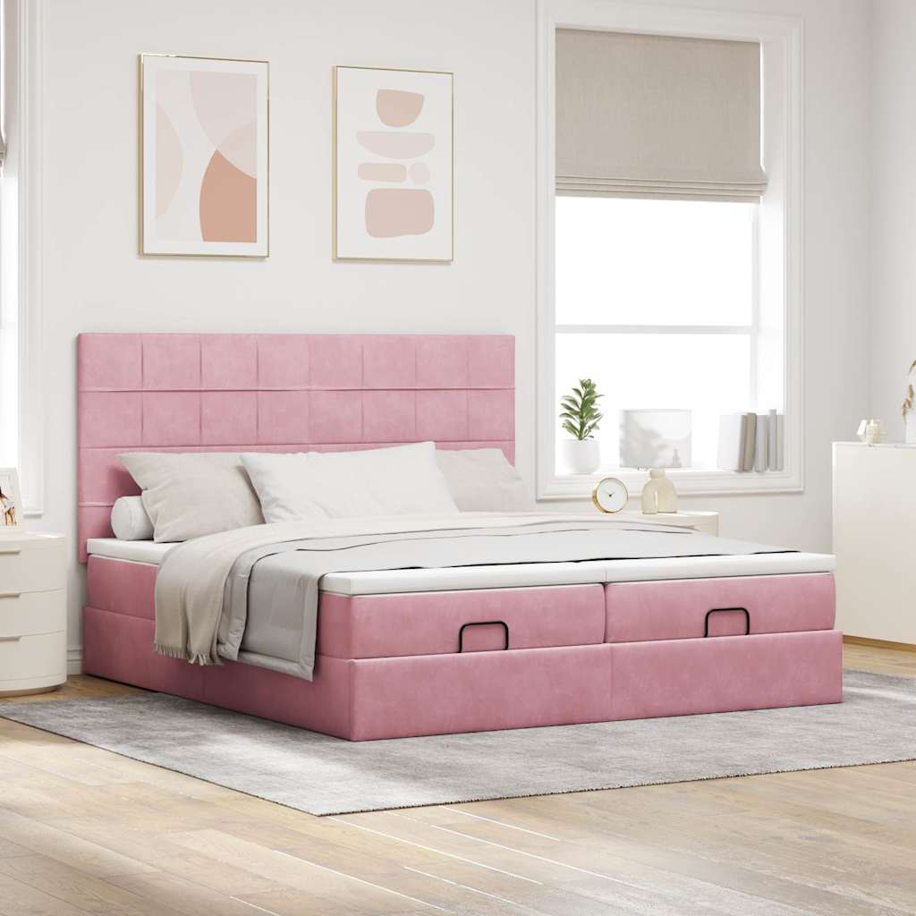 Ottoman Bed Structure Mattresses Rose velvet 200x200cm