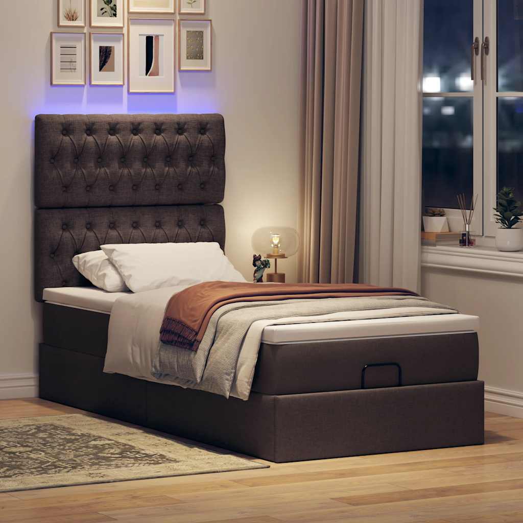 Otomana bed structure Mattress Dark brown fabric 100x200cm