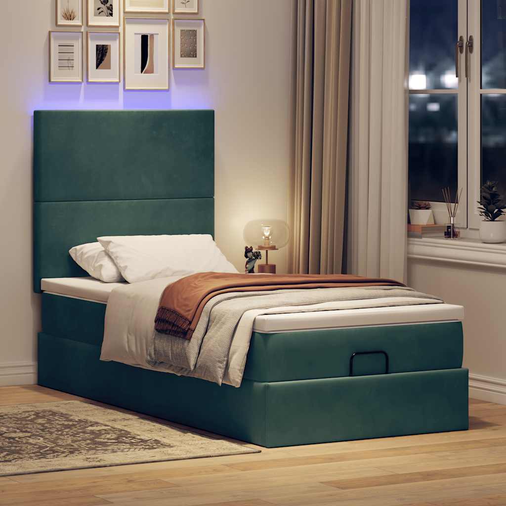 Vetonek Estructura cama otomana colchones verde oscuro 90x190cm