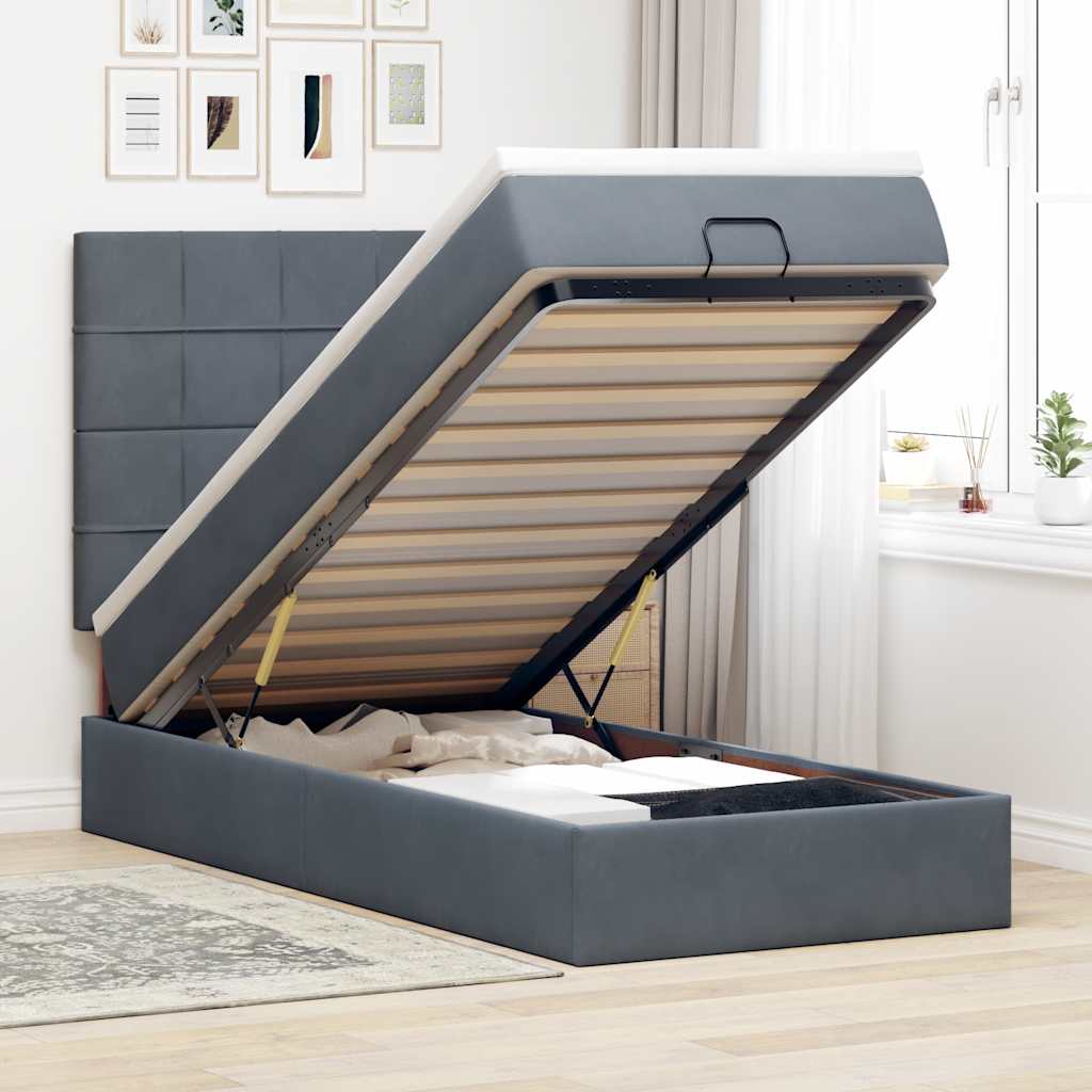 Vetonek Estructura cama otomana colchones gris oscuro 90x190cm