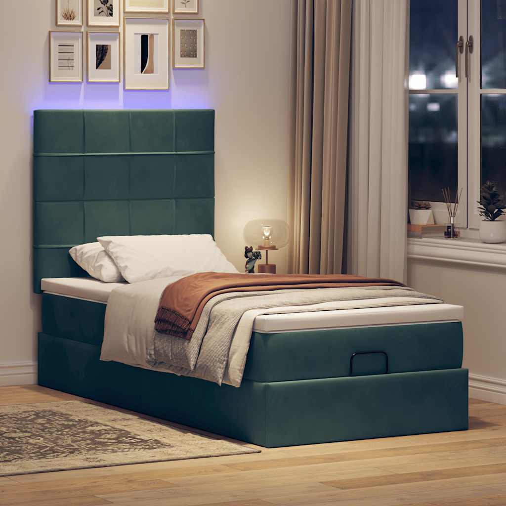 Vetonek Estructura cama otomana colchones verde oscuro 90x190cm