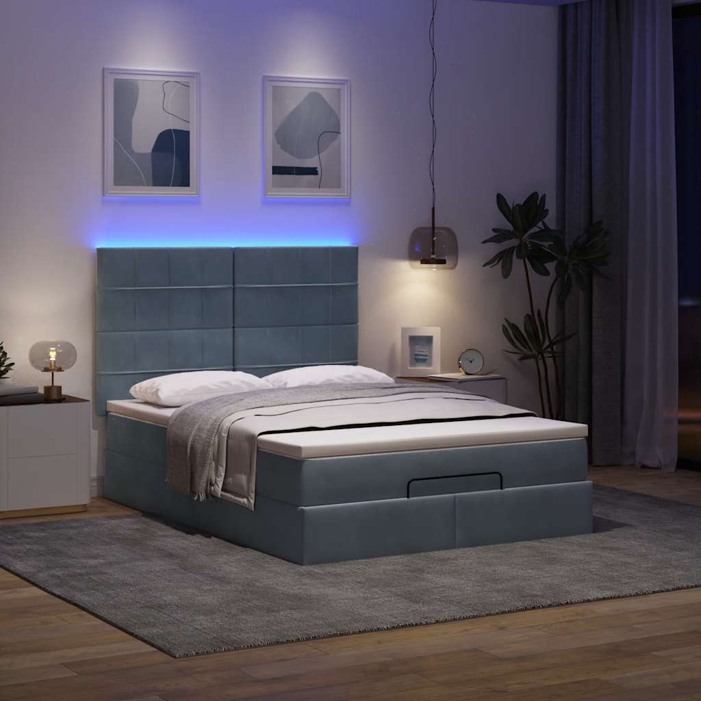 Vetonek Estructura cama otomana con colchones gris oscuro 140x200cm