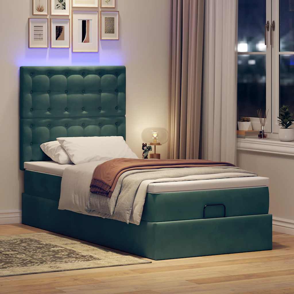 Vetonek Estructura cama otomana colchones verde oscuro 90x190cm