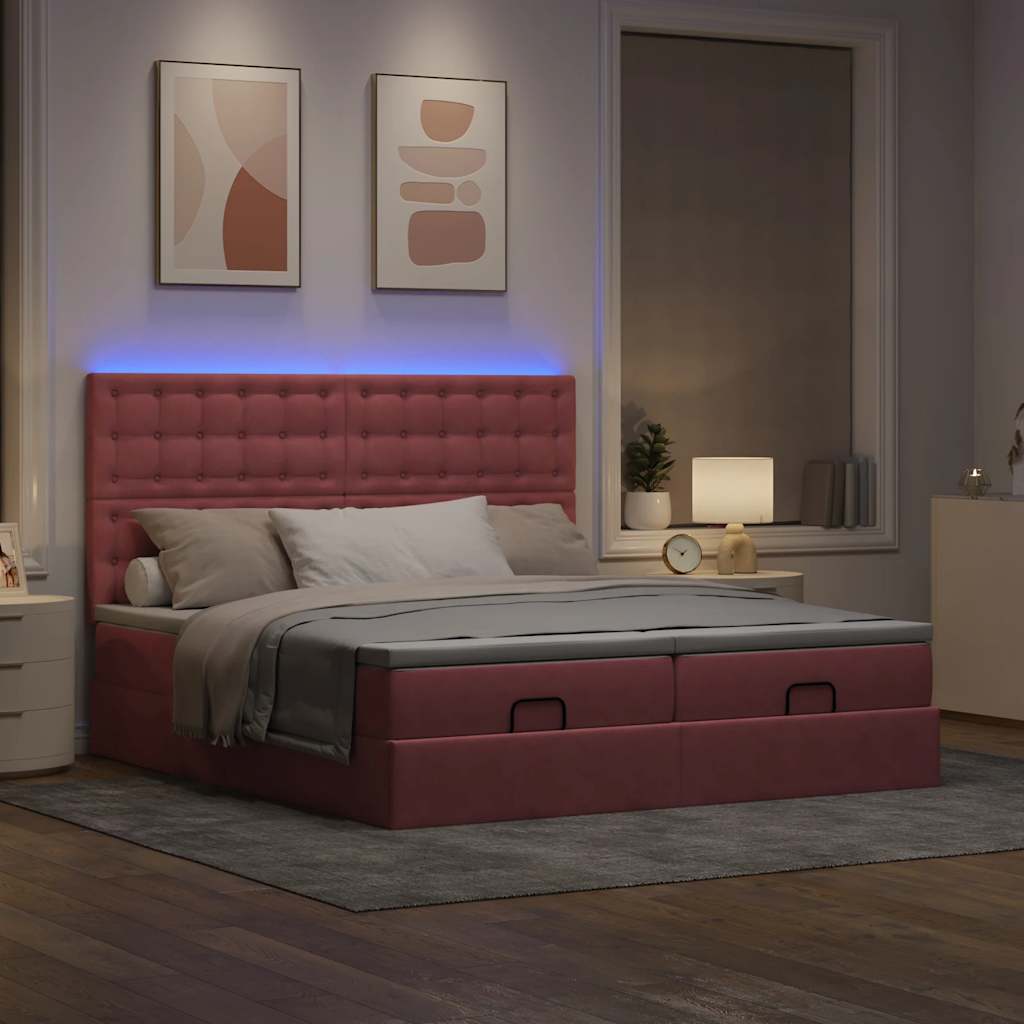 Ottoman Bed Structure Mattresses Pink velvet 180x200cm