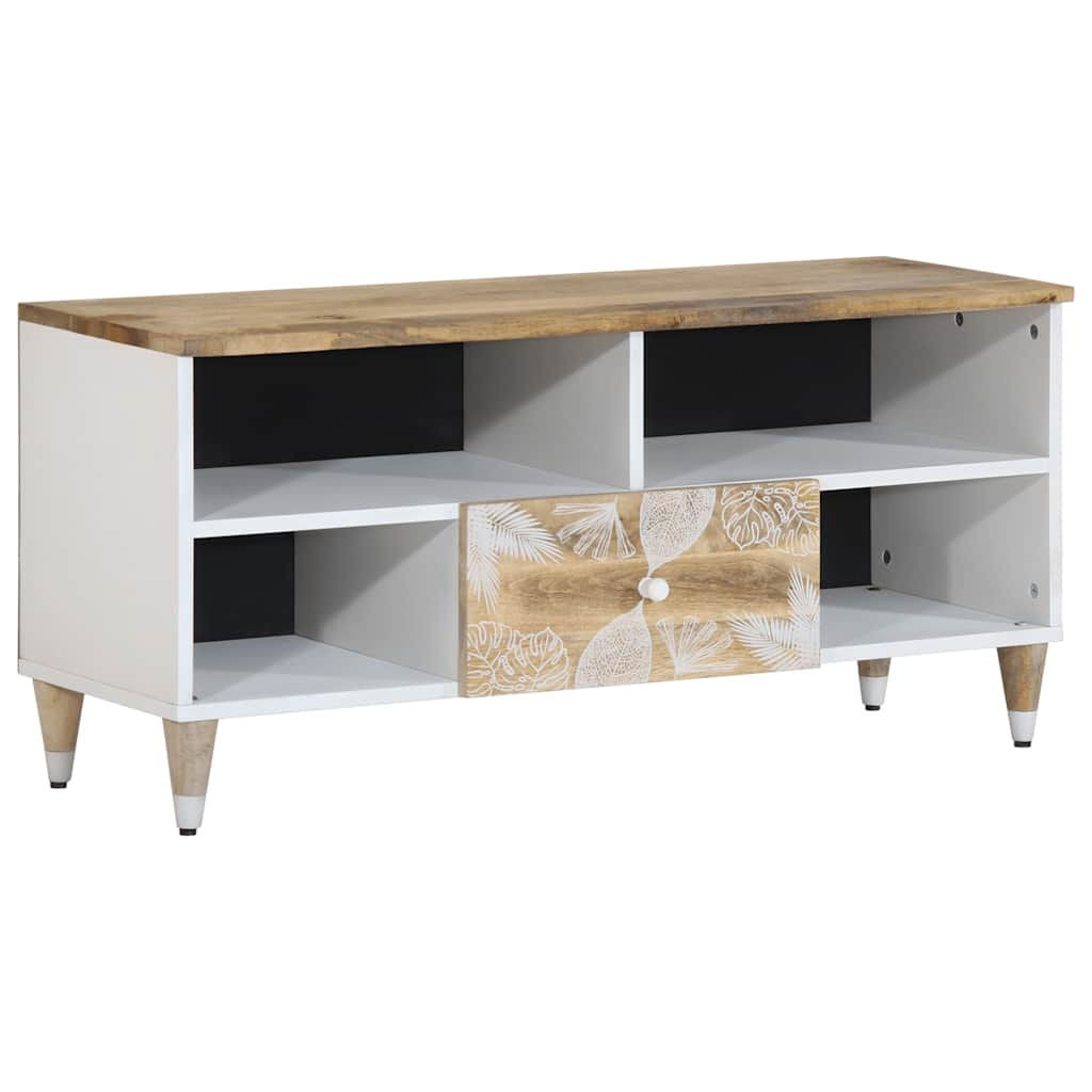 Vetonek Mueble de TV madera maciza de mango 100x33,5x46 cm