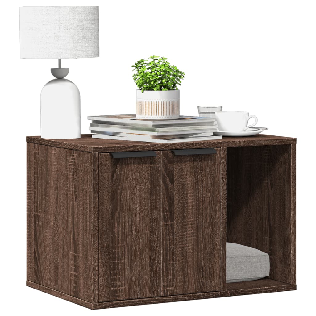 Meuble bac à litière pour chat en bois d'ingénierie marron 60x40x40 cm v9608 Vetonek