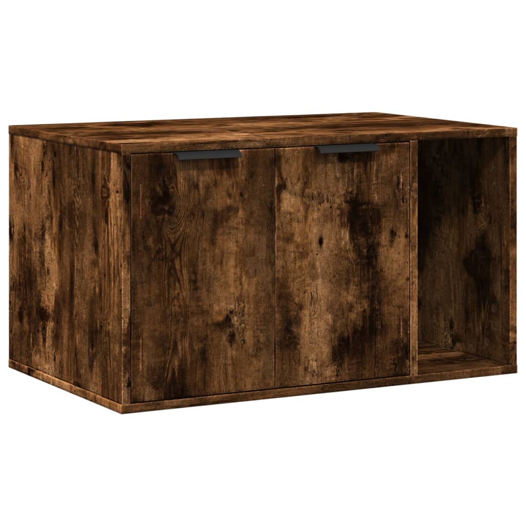 Vetonek Meuble bac à litière pour chat en bois de chêne fumé 80x50x45 cm