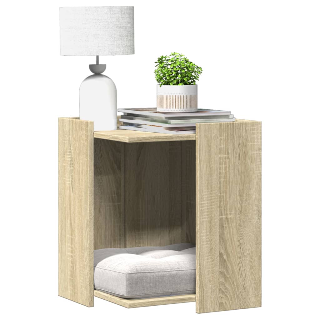 Vetonek Mueble arenero para gatos madera roble Sonoma 42x42x51 cm