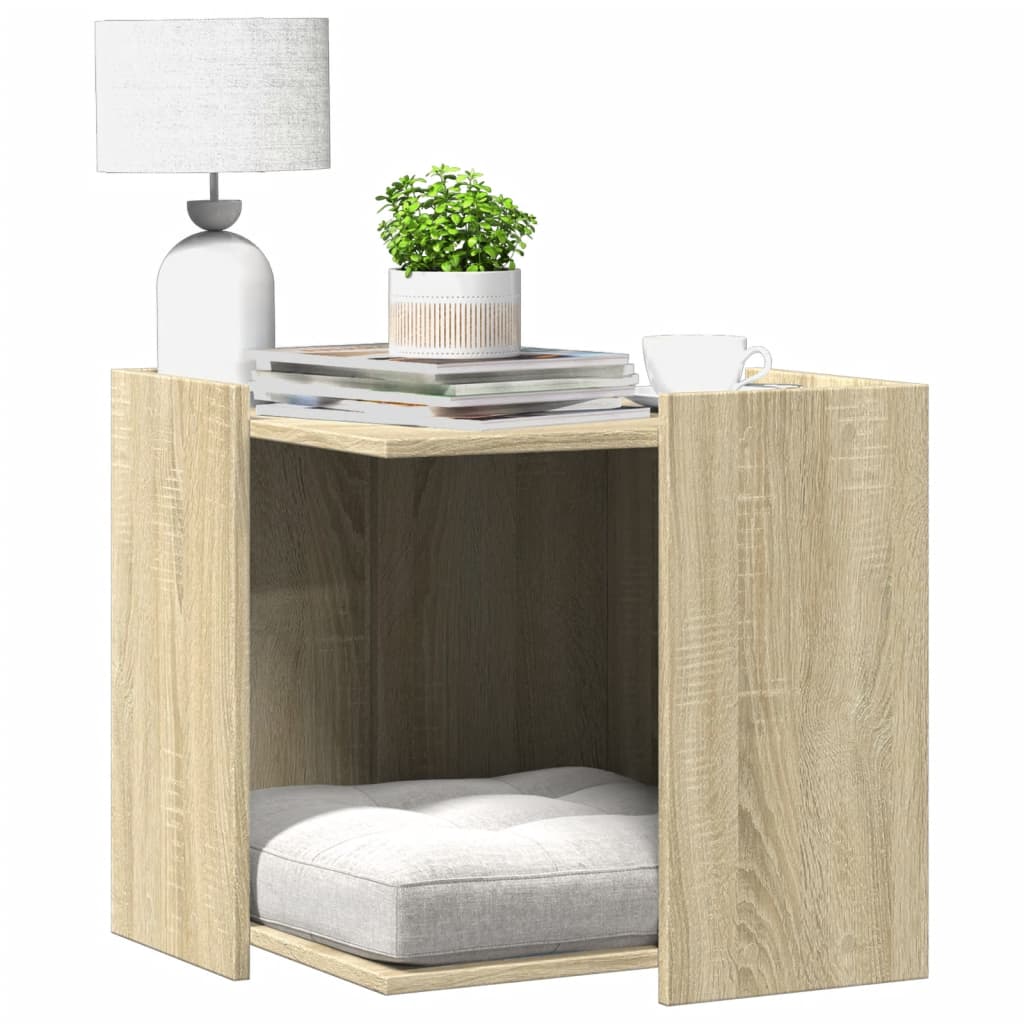 Vetonek Mueble arenero para gatos madera roble Sonoma 53x53x51 cm