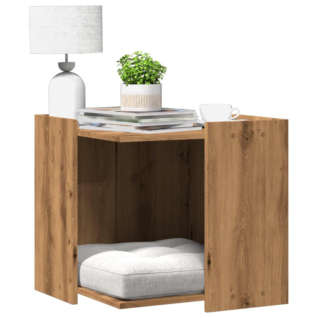 Vetonek Mueble arenero para gatos madera roble artisian 53x53x51 cm