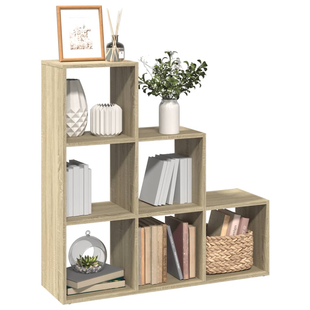 Vetonek Librería divisor 3 niveles madera roble Sonoma 99x29x99 cm