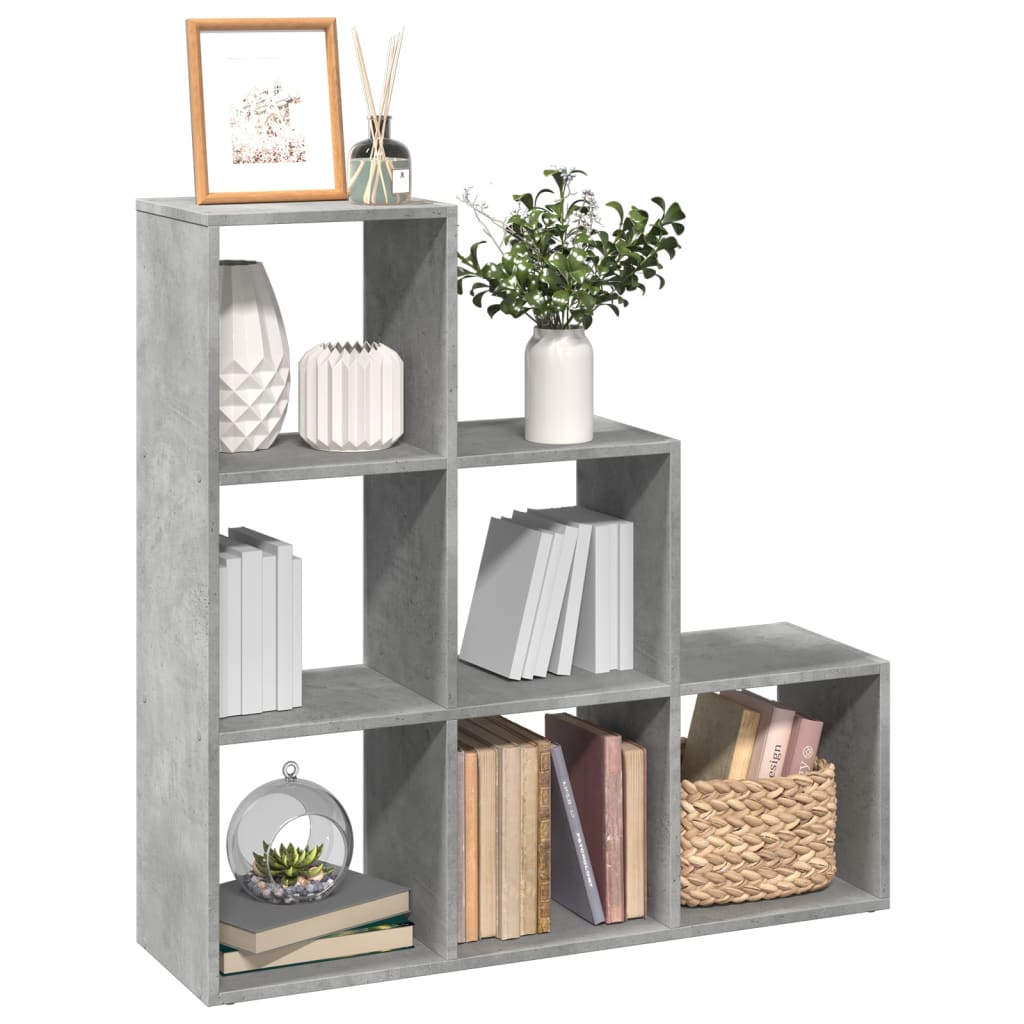 Vetonek Librería divisor 3 niveles madera gris hormigón 99x29x99 cm