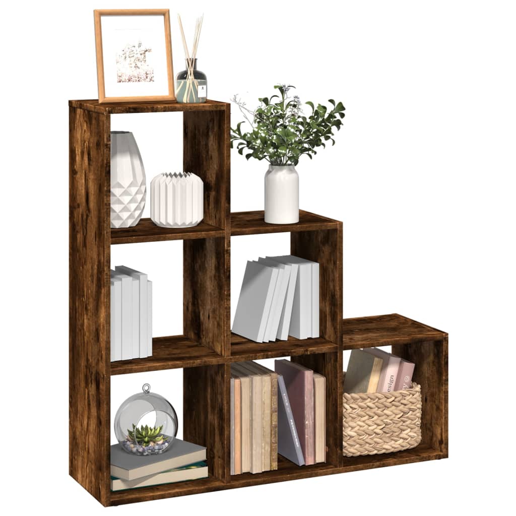 Vetonek Librería divisor 3 niveles madera roble ahumado 99x29x99 cm