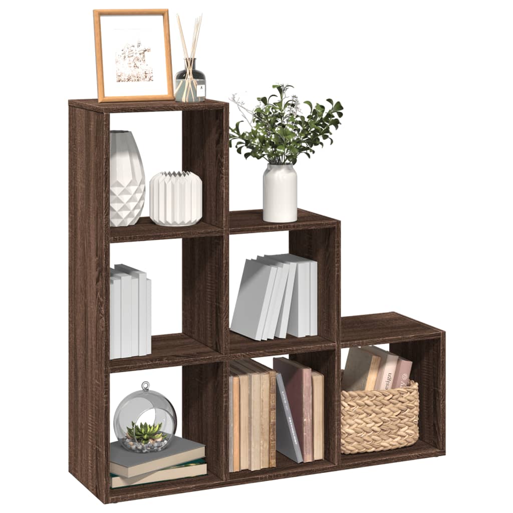 Vetonek Librería divisor 3 niveles madera marrón roble 99x29x99 cm