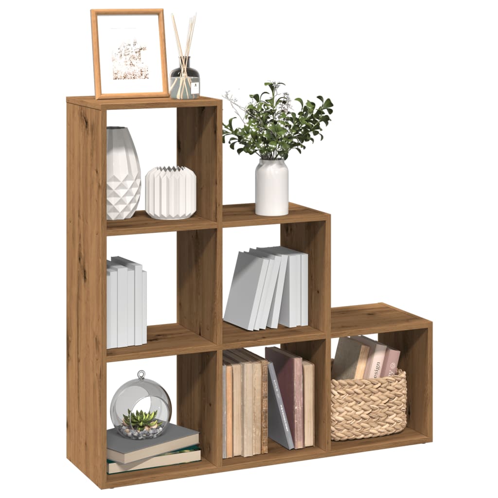 Vetonek Librería divisor 3 niveles madera roble artisan 99x29x99 cm