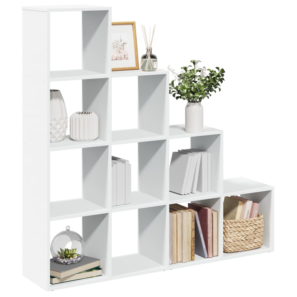 Vetonek Librería divisora 4 niveles madera blanca 131,5x29x131,5 cm