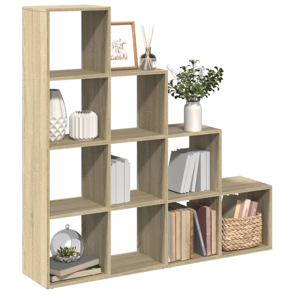 Vetonek Librería divisora 4 niveles madera Sonoma 131,5x29x131,5 cm